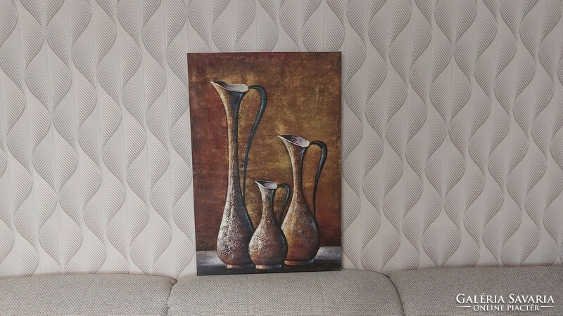 (K) Szép, dekoratív festmény 60x91 cm. Oldala is festve van, falra kész állapot!