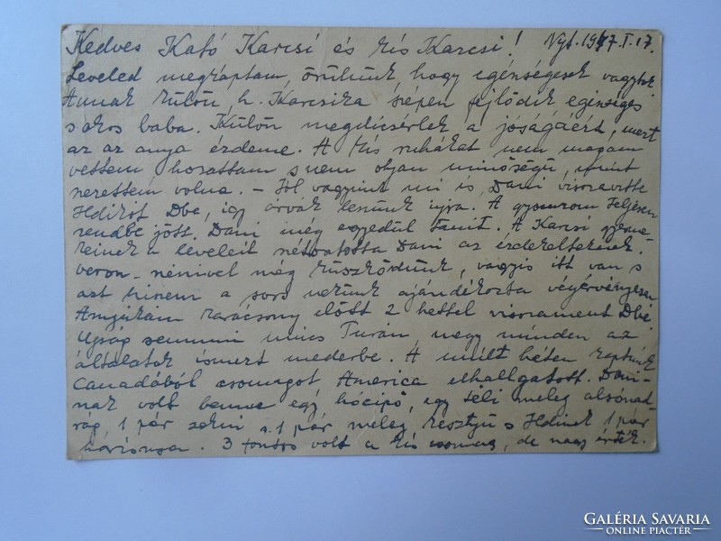 D195724  Levelezőlap - Nyírtura 1947 - Fábiánné - Balogh Károlyné  Tiszapolgár  ált. iskola