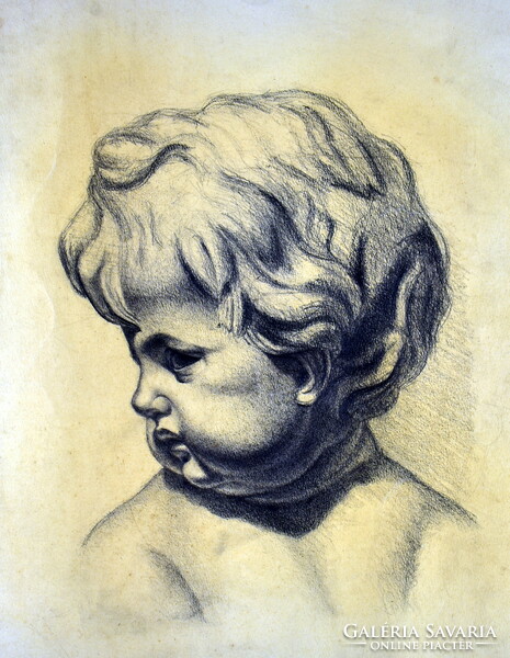 Sándor Tirpák (1884-?) Art deco child portrait around 1930