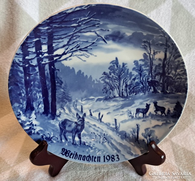Blue porcelain plate, Christmas decorative plate, wall plate (m3810)