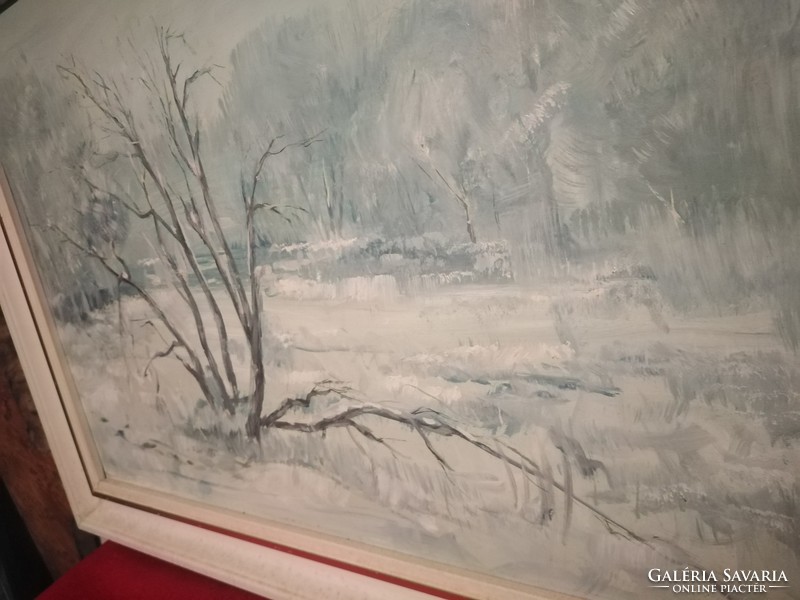 Vágfalvi Ottó (1925-2015) Hideg tél c. festmenye