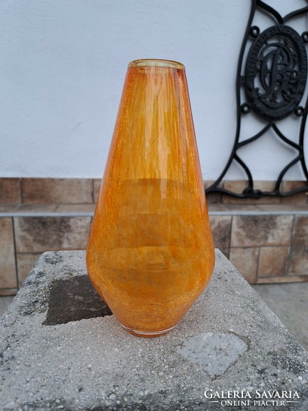 Retro orange yellow vase cracked beautiful veil glass veil Carcagi berek bath glass