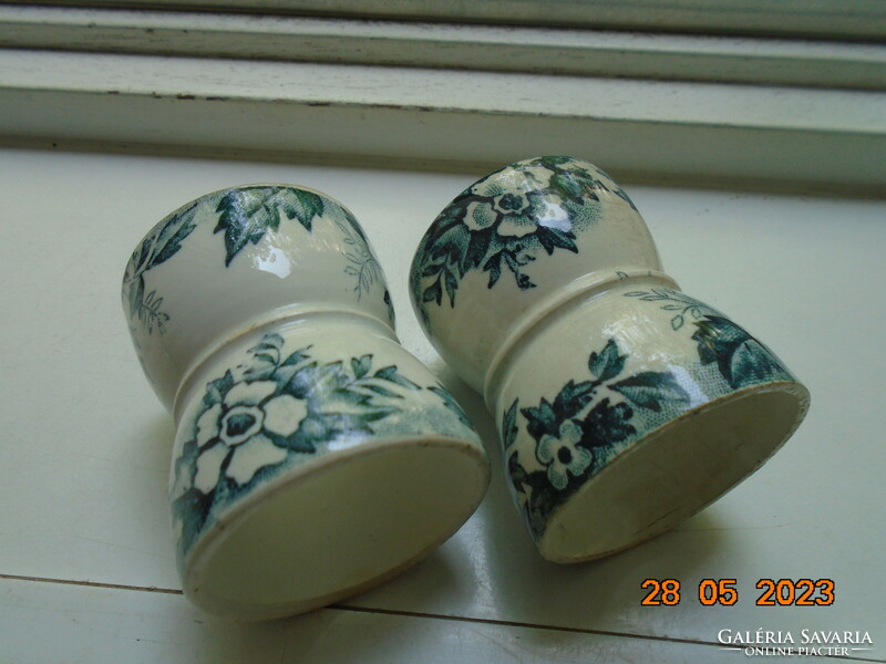 19.Sz Saint-Amand manufactory Marie-Louise pattern faience coquetier diabolo egg cup 2 pcs