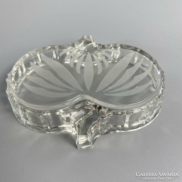Elegant crystal ashtray with acid-etched decoration