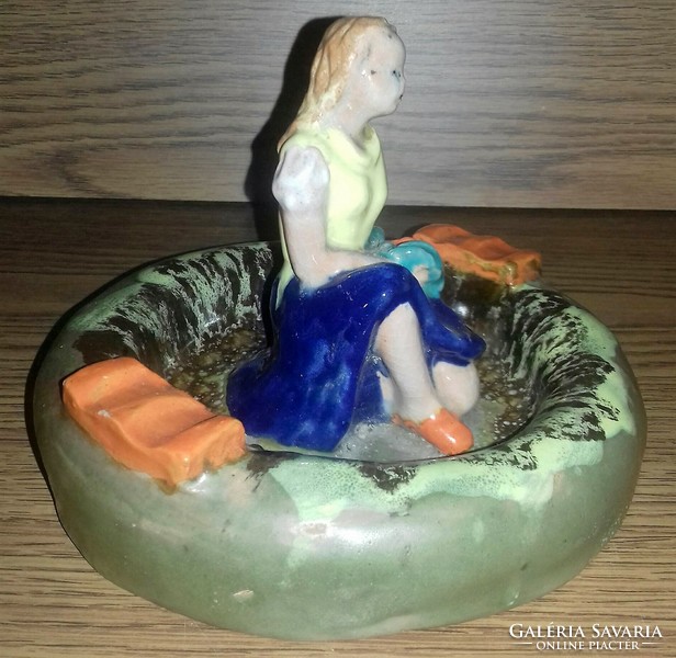 Extremely rare f. Kún marta larger figural ashtray - marked