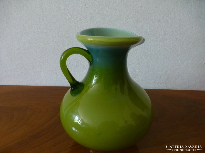 Beautiful, antique, turquoise, broken glass jug