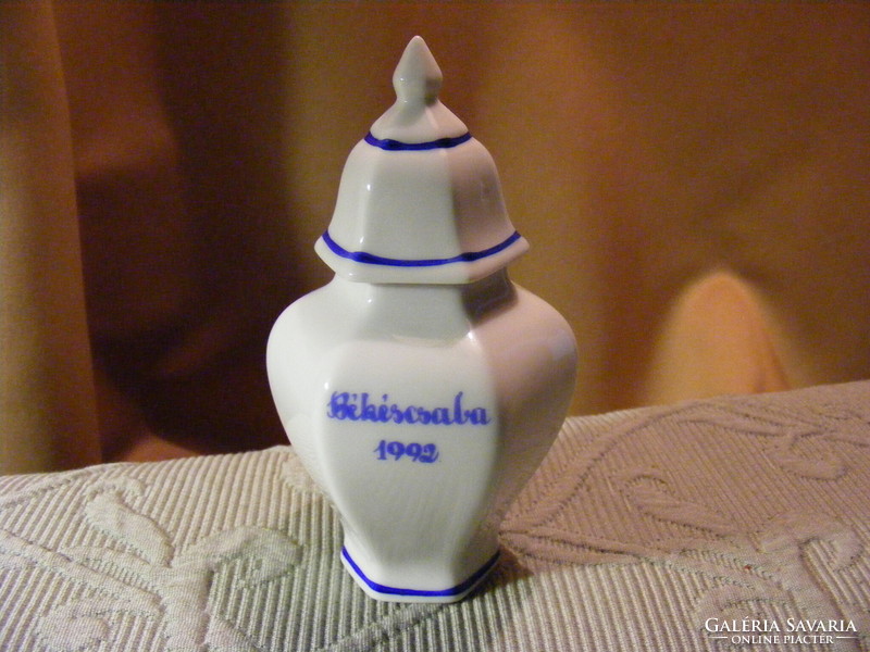 Pharmacy pharmacy snake porcelain holder with lid - Békéscsaba 1992