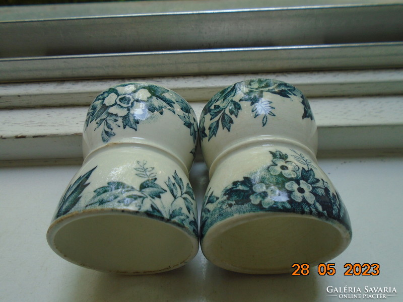 19.Sz Saint-Amand manufactory Marie-Louise pattern faience coquetier diabolo egg cup 2 pcs