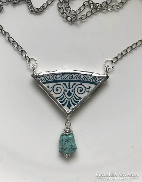 Necklace made of Sarreguemines faience - handmade