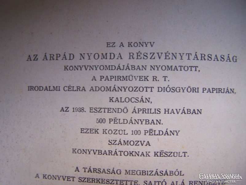 A Gyöngyösi István Társaság Almanachja. Budapest, 1938, Gyöngyösi István Társaság, 219 p. Fűzött pap