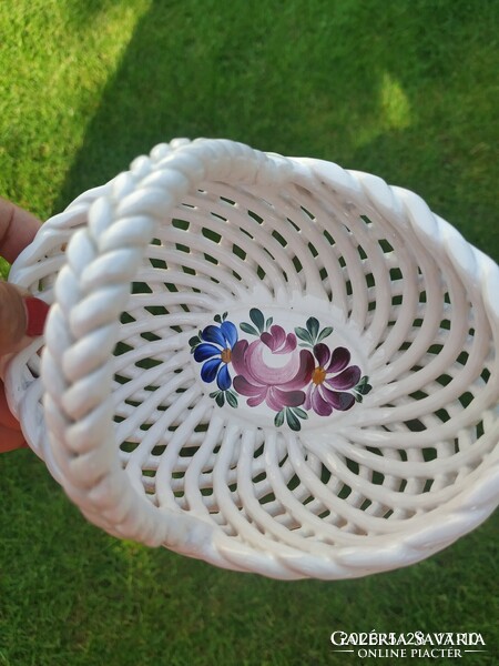 Porcelain hand-painted openwork bowl for sale! A beautiful table centerpiece