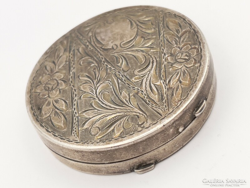 Antique silver turn-of-the-century flower pattern sugar bowl / powder box / bowl