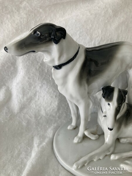 Gotha pfeffer porcelain figure / pair of greyhound dogs