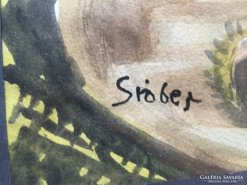 Marked by Margit Gräber: watercolor titled still life, with a note on the back