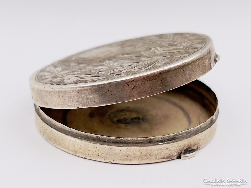 Antique silver turn-of-the-century flower pattern sugar bowl / powder box / bowl