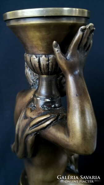 Dt/244 – cherubic bronze candlestick with inscription Albert Ernest Carrier Belleuse
