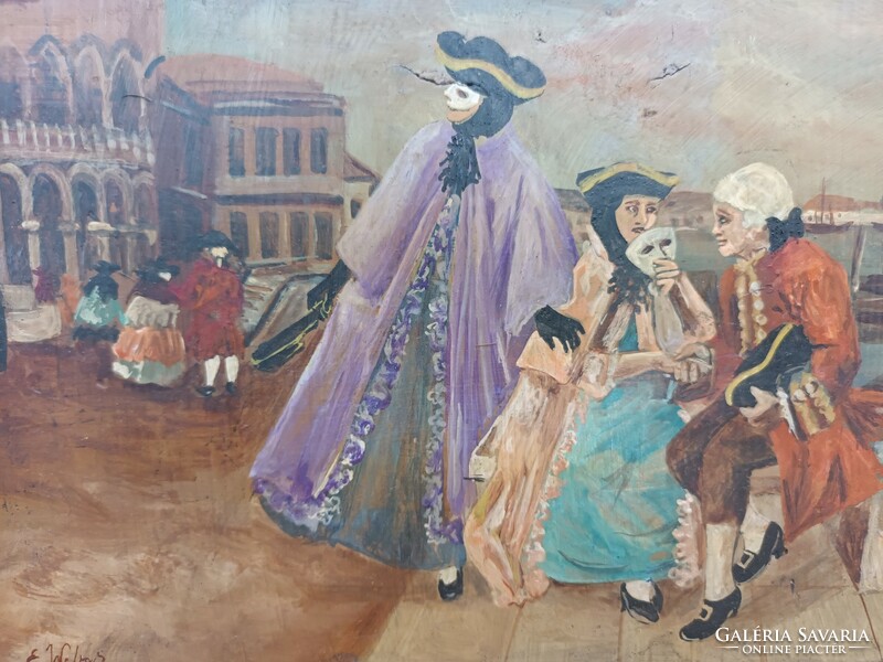 Antique Venetian Carnival painting