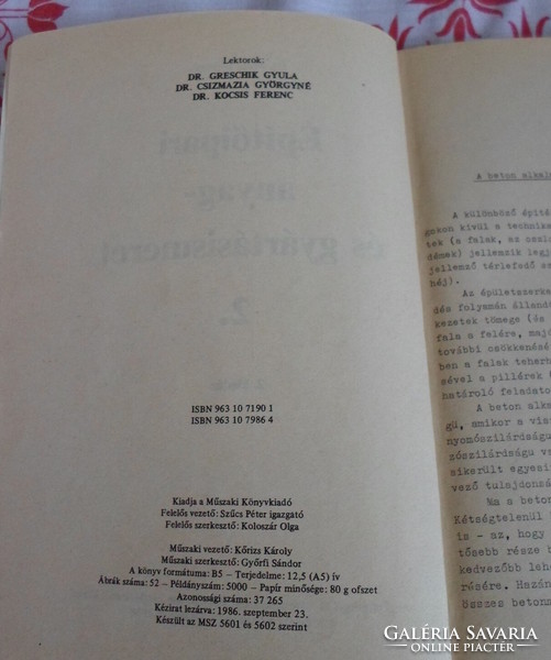 Máté György: Építőipari anyag- és gyártásismeret 2. (Műszaki, 1988; tankönyv)