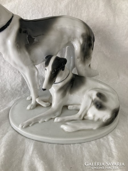 Gotha pfeffer porcelain figure / pair of greyhound dogs