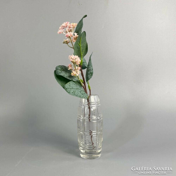 Geometrikus mintával csiszolt bauhause karakterű üveg váza