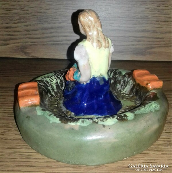 Extremely rare f. Kún marta larger figural ashtray - marked