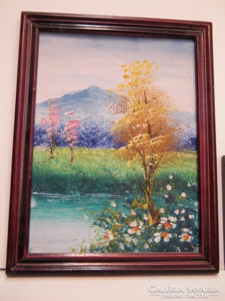 Small painted wall landscapes framed by 3 pieces