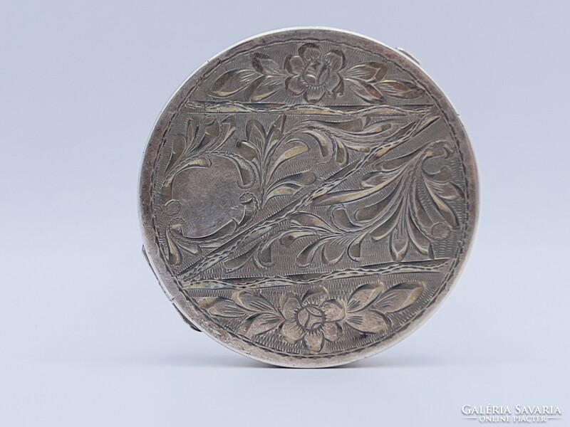 Antique silver turn-of-the-century flower pattern sugar bowl / powder box / bowl