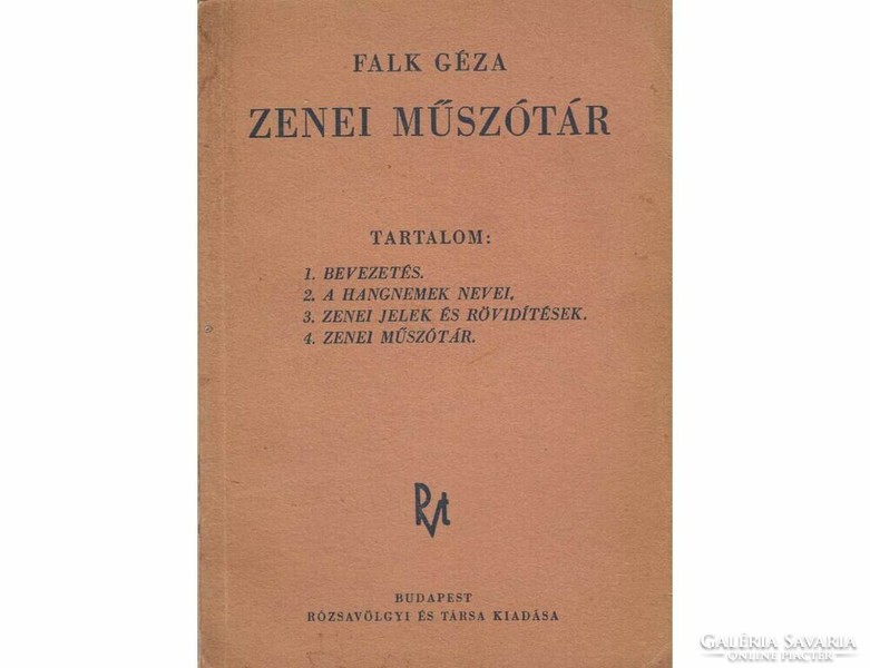 Falk Géza  Zenei  műszótár 1941 -ben jelent meg.