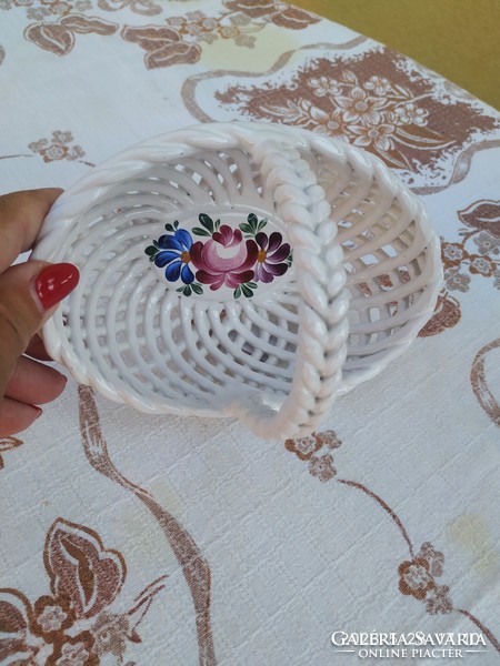 Porcelain hand-painted openwork bowl for sale! A beautiful table centerpiece