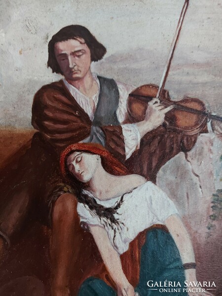 Romantikus antik festmény W. D. 1923 szignóval  - 515