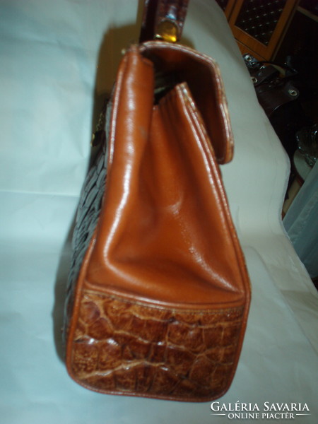 Vintage genuine crocodile leather large handbag