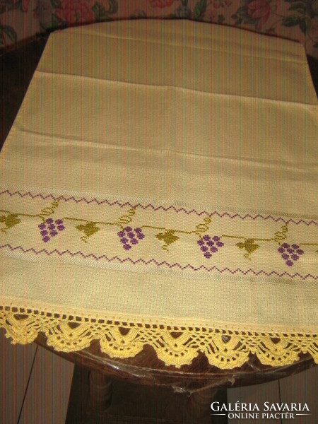 Beautiful special hand crocheted edge embroidered woven vintage Brazilian tablecloth new