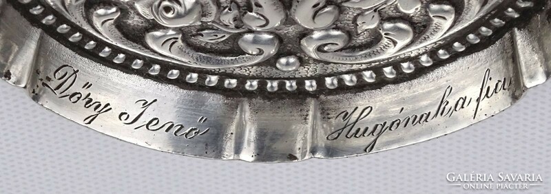 1N716 old marked engraved dóry jenő - dóry húgo hammered silver ashtray 73g