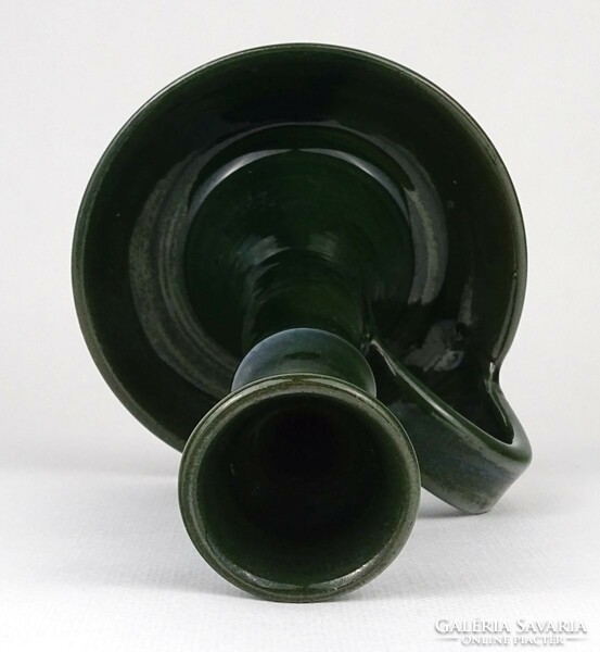 1N175 large green glazed ceramic walking candle holder 17.5 Cm