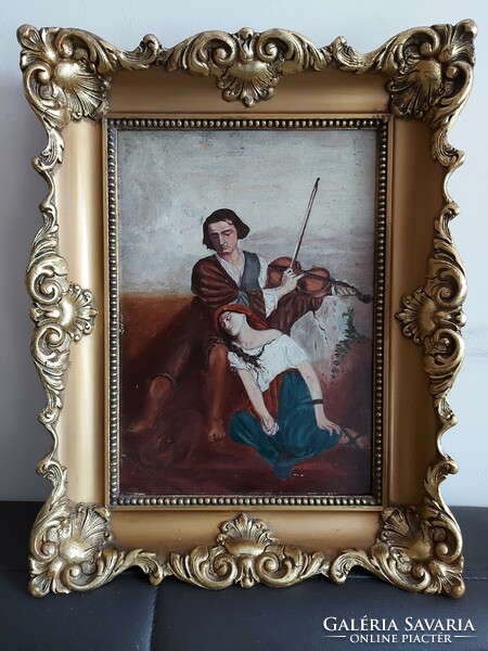 Romantic antique painting w. D. 1923 with Signo - 515