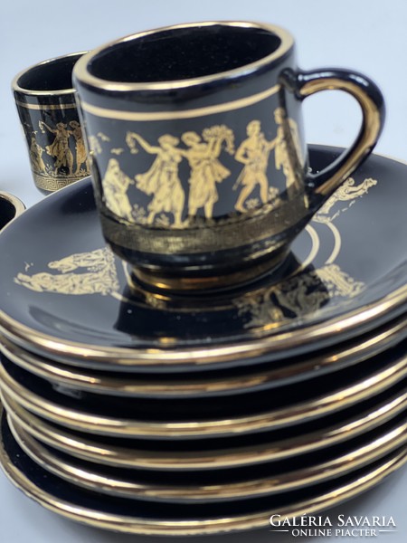 24K gold-plated Greek coffee set, 6 pcs