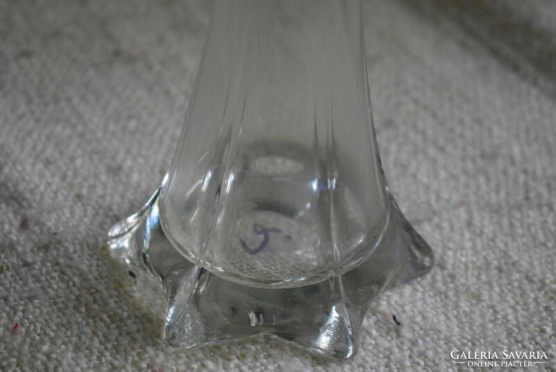Régi üveg váza szálváza , templom , oltár 9x8x 35,5 cm