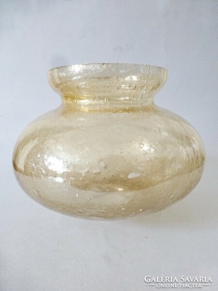 Retro glass lamp shade in pale amber color