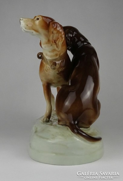 1N185 Nagyméretű Royal Dux porcelán vadászkutya pár 27 cm