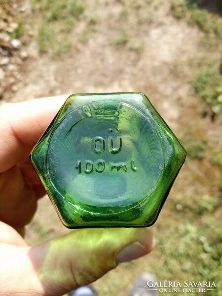 Old, pharmacy, externally labeled, green bottle, 100 ml