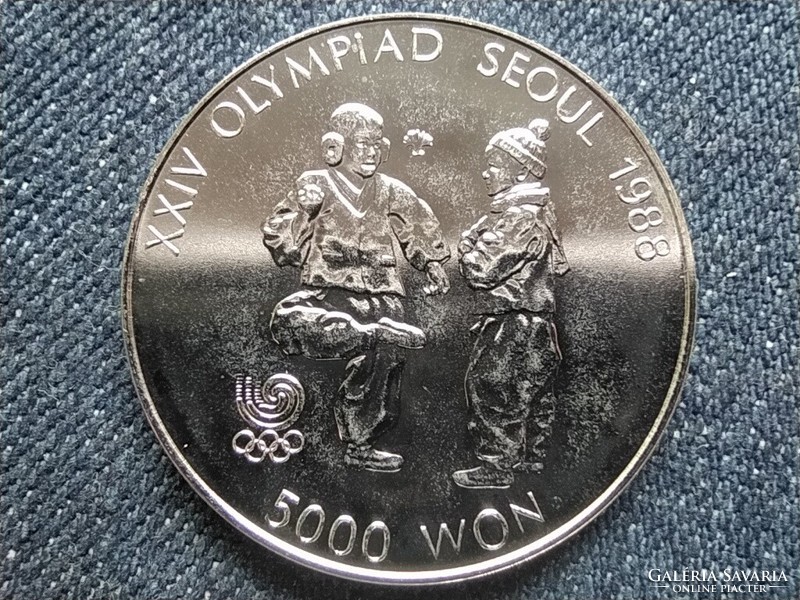 Dél-Korea Olimpiai Játékok Szöulban 1988 Jegi Chagi .925 ezüst 5000 won 1987 (id62340)