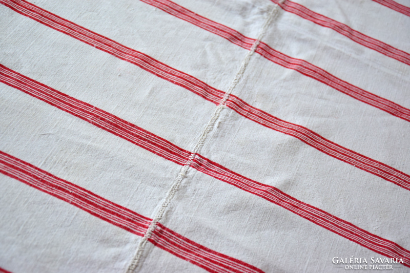Antique old folk linen linen hand-woven red striped tablecloth tablecloth tablecloth 132 x 92