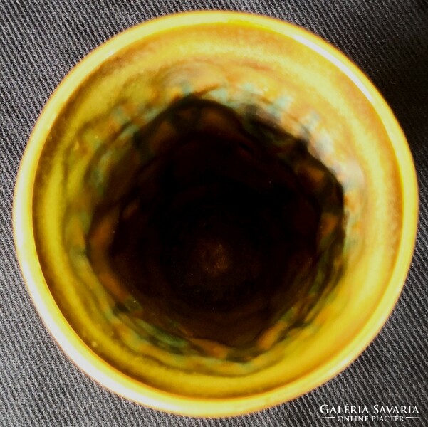 DT/345. Zsolnay arany-eozin mázas szüretelő pohár, váza