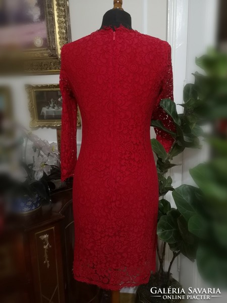 H&M 38-as exkluzív piros légcsipke alkalmi ruha