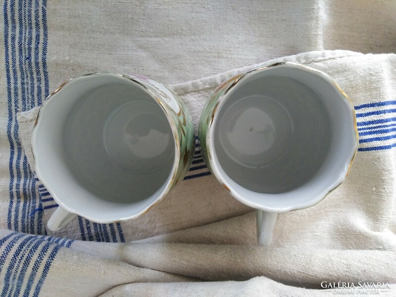 Porcelain belly mug - eosin type glaze / antique - 2 pcs.