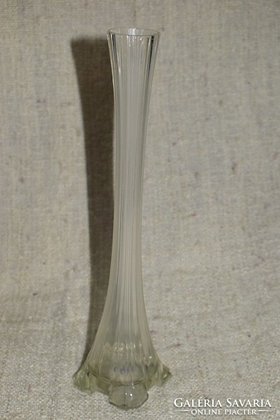 Régi üveg váza szálváza , templom , oltár 6,8x6,8x 29,5 cm