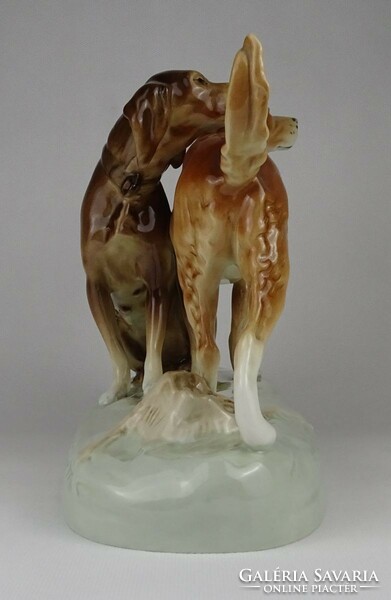 1N185 large royal dux porcelain hunting dog pair 27 cm