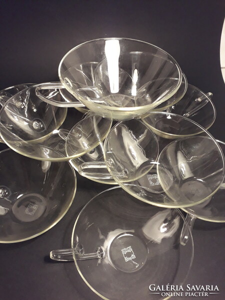 Schott & Gen.Mainz Jena glass hőálló üveg art deco csésze készlet  jelzett 11 darab + kiöntő