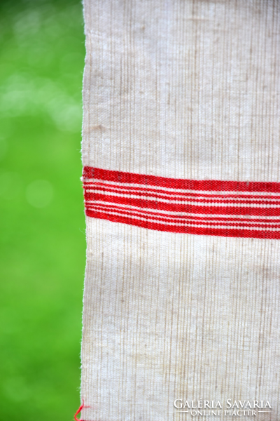 Antique old folk linen linen hand-woven red striped tablecloth tablecloth tablecloth 132 x 92