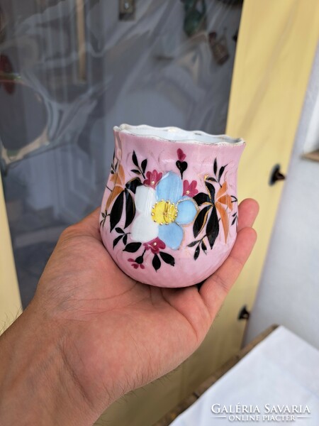 Beautiful floral mug antique, porcelain village nostalgia